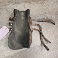 Open Front Leather Boots, Neoprene Liners, buckles *fair, dirty, dents, older, peeled lining, rubs, faded