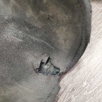 Open Front Leather Boots, Neoprene Liners, buckles *fair, dirty, dents, older, peeled lining, rubs, faded
