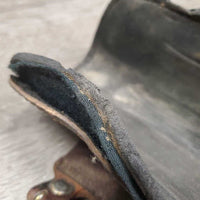 Open Front Leather Boots, Neoprene Liners, buckles *fair, dirty, dents, older, peeled lining, rubs, faded