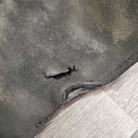 Open Front Leather Boots, Neoprene Liners, buckles *fair, dirty, dents, older, peeled lining, rubs, faded
