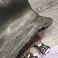 Open Front Leather Boots, Neoprene Liners, buckles *fair, dirty, dents, older, peeled lining, rubs, faded