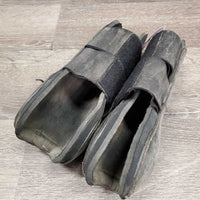 Open Front Boots, velcro *gc, vdirty, hairy, rubs, scrapes, faded, scratches
