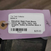 Open Front Boots, velcro *gc, vdirty, hairy, rubs, scrapes, faded, scratches
