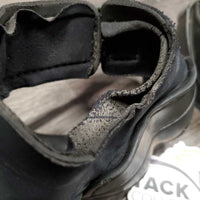 Pr Heel Boots *gc/fair, v.dirty, faded, elastic: stretched, rubs, neoprene: peeling, curled & chipped, older

