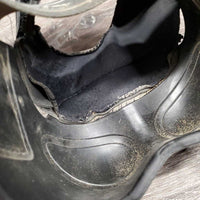 Pr Heel Boots *gc/fair, v.dirty, faded, elastic: stretched, rubs, neoprene: peeling, curled & chipped, older
