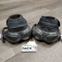 Pr Heel Boots *gc, dirty, faded, elastic: stretched & popped edges, rubs, mnr hairy velcro
