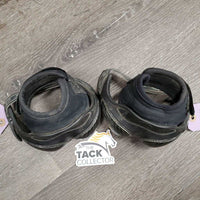 Pr Heel Boots *gc, dirty, faded, elastic: stretched & popped edges, rubs, mnr hairy velcro
