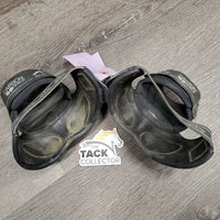 Pr Heel Boots *gc, dirty, faded, elastic: stretched & popped edges, rubs, mnr hairy velcro
