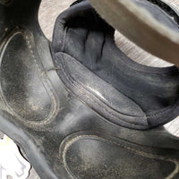 Pr Heel Boots *gc, dirty, faded, elastic: stretched & popped edges, rubs, mnr hairy velcro
