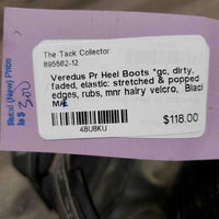 Pr Heel Boots *gc, dirty, faded, elastic: stretched & popped edges, rubs, mnr hairy velcro
