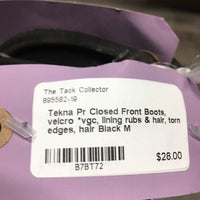 Pr Closed Front Boots, velcro *vgc, lining rubs & hair, torn edges, hair
