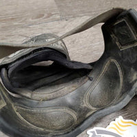 Pr Heel Boots *gc, dirt, faded, stretched elastic, marker, stains, seam rubs
