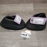 2 Wrap Around Neoprene No Turn Bell Boots, velcro *gc, hair, v.dirty, residue, faded, film