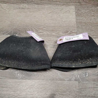 2 Wrap Around Neoprene No Turn Bell Boots, velcro *gc, hair, v.dirty, residue, faded, film
