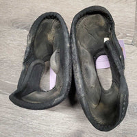 2 Wrap Around Neoprene No Turn Bell Boots, velcro *gc, hair, v.dirty, residue, faded, film