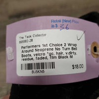 2 Wrap Around Neoprene No Turn Bell Boots, velcro *gc, hair, v.dirty, residue, faded, film
