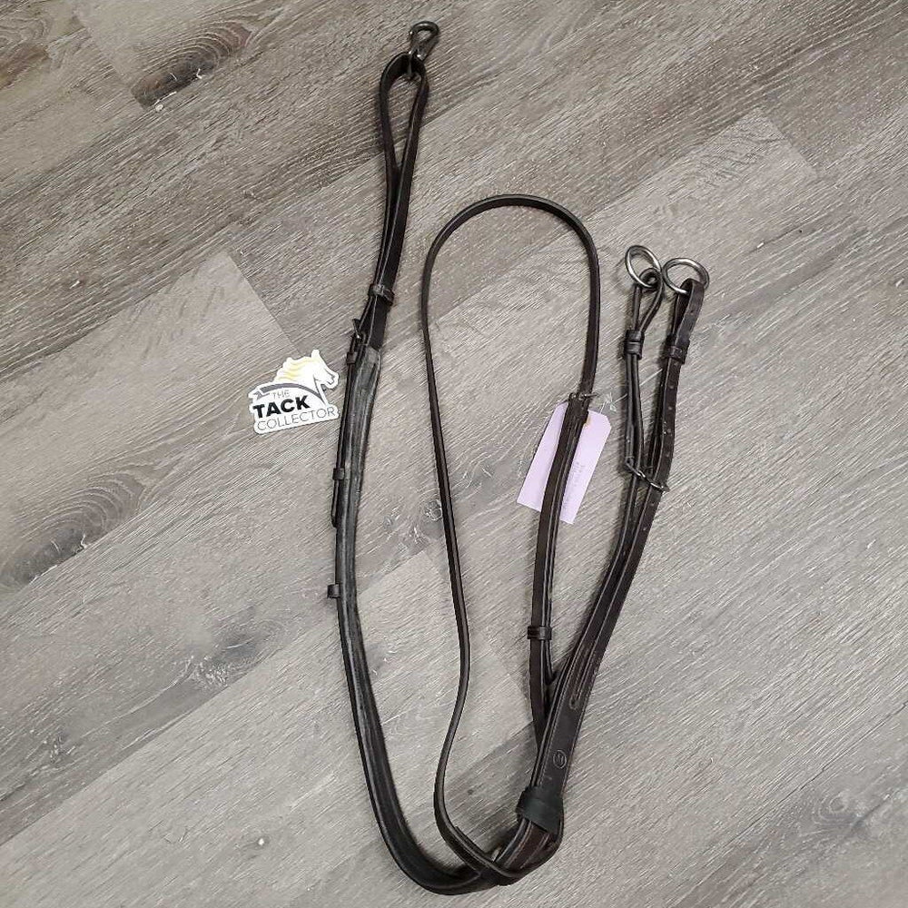Padded Leather Adjustable Running Martingale, snap *No Stopper, vgc/gc, dirt, film, stiff, dry, creases, xholes