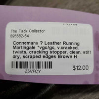 Leather Running Martingale *vgc/gc, v.cracked, twists, cracking stopper, clean, stiff, dry, scraped edges
