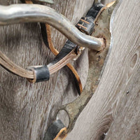 Studded Headstall, Curb Bit, Split Reins *gc/fair, dry, v.stiff, bent, older, cracks, rustNO throatlatch