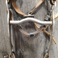 Studded Headstall, Curb Bit, Split Reins *gc/fair, dry, v.stiff, bent, older, cracks, rustNO throatlatch
