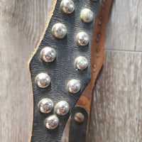 Studded Headstall, Curb Bit, Split Reins *gc/fair, dry, v.stiff, bent, older, cracks, rustNO throatlatch
