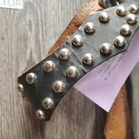 Studded Headstall, Curb Bit, Split Reins *gc/fair, dry, v.stiff, bent, older, cracks, rustNO throatlatch
