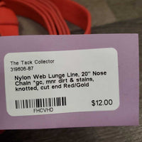 Nylon Web Lunge Line, 20" Nose Chain *gc, mnr dirt & stains, knotted, cut end
