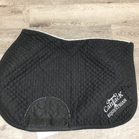 Quilt Jumper Saddle Pad, embroidery "Can Tack" *gc, hairy, threads, older, undone stitch., frays, puckers
