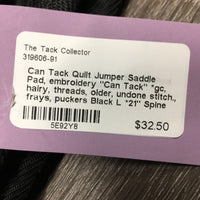 Quilt Jumper Saddle Pad, embroidery "Can Tack" *gc, hairy, threads, older, undone stitch., frays, puckers