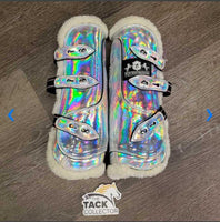 Open Front & Hind Boots, Fleece Lined, tabs *xc, clean, mnr rubs, scratches & hair
