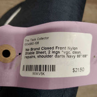 Closed Front Nylon Stable Sheet, 2 legs *vgc, clean, repairs, shoulder darts
