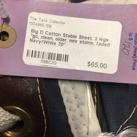 Cotton Stable Sheet, 2 legs *gc, clean, older, mnr stains, faded