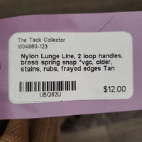 Nylon Lunge Line, 2 loop handles, brass spring snap *vgc, older, stains, rubs, frayed edges
