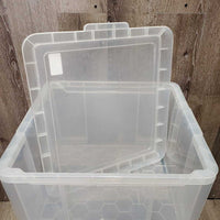 "Really Useful Box" 42L Clear Box & Lid & 2 "Super Stacker" Sm Box & Lids *vgc, clean, mnr marks & dusty