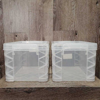 "Really Useful Box" 42L Clear Box & Lid & 2 "Super Stacker" Sm Box & Lids *vgc, clean, mnr marks & dusty