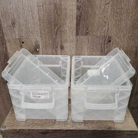 "Really Useful Box" 42L Clear Box & Lid & 2 "Super Stacker" Sm Box & Lids *vgc, clean, mnr marks & dusty

