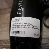 Revlon Folding Hair Dryer, removeable nozzle end *Works, sounds good, rubs, scratches