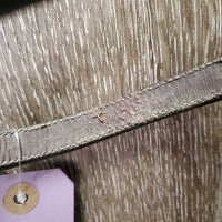 Narrow Rsd Bridle *gc, older, mnr dirt, v.dry, v.stiff, scrapes, crackles, tight keepers, cracking holes