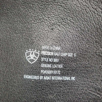 Pr Leather Half Chaps, back zips *fair, repaired, rip, stretched & creased els, rubs, threads, older
