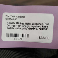 Riding Tight Breeches, Pull On *gc/fair, snags, repaired knee patch, rubs, pilly
