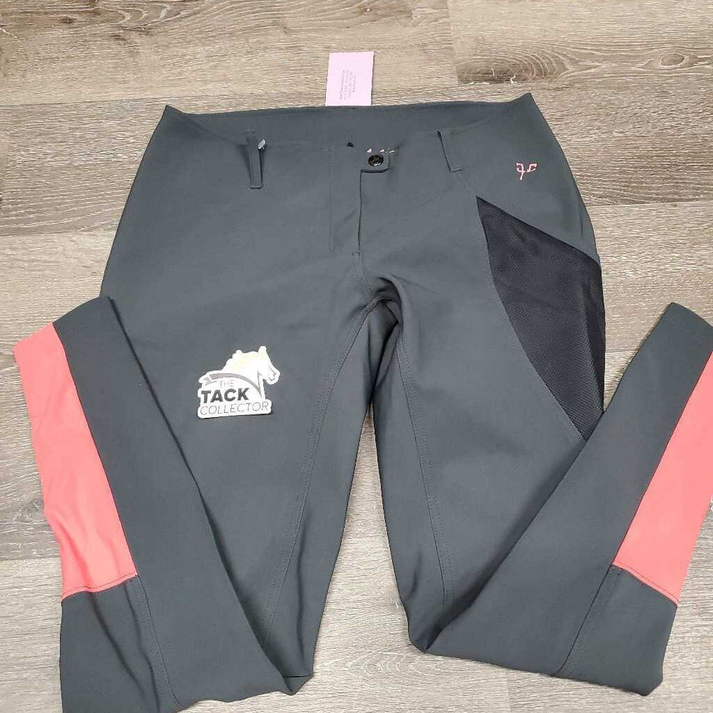Euroseat Breeches, Mesh Thigh Pocket *gc, unstitched belt loop, peeling logo, loose stitching, rubs