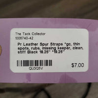 Pr Leather Spur Straps *gc, thin spots, rubs, missing keeper, clean, stiff
