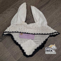 Crochet Fly Veil Ear Bonnet 2x Piping *gc, dingy, stains, v.curled edges, older
