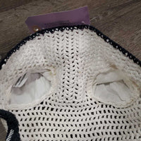 Crochet Fly Veil Ear Bonnet 2x Piping *gc, dingy, stains, v.curled edges, older
