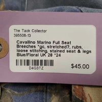 Full Seat Breeches *gc, stretched?, rubs, loose stitching, stained seat & legs