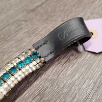 "U" Leather Bling Browband *gc/fair, missing/loose bling, peeling lining, dirt
