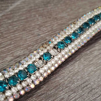 "U" Leather Bling Browband *gc/fair, missing/loose bling, peeling lining, dirt
