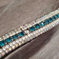 "U" Leather Bling Browband *gc/fair, missing/loose bling, peeling lining, dirt
