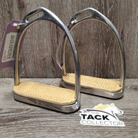 fine Hvy Offset Stirrup Irons, grips *gc, clean, scratches, mnr stain & scratches, discolored
