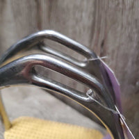 fine Hvy Offset Stirrup Irons, grips *gc, clean, scratches, mnr stain & scratches, discolored
